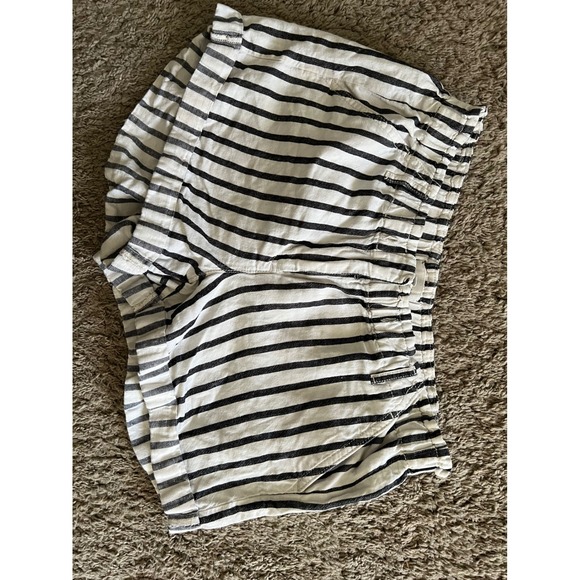 Lou & Grey Striped Linen Blend Drawstring Shorts Black White Womens Small - Picture 4 of 5